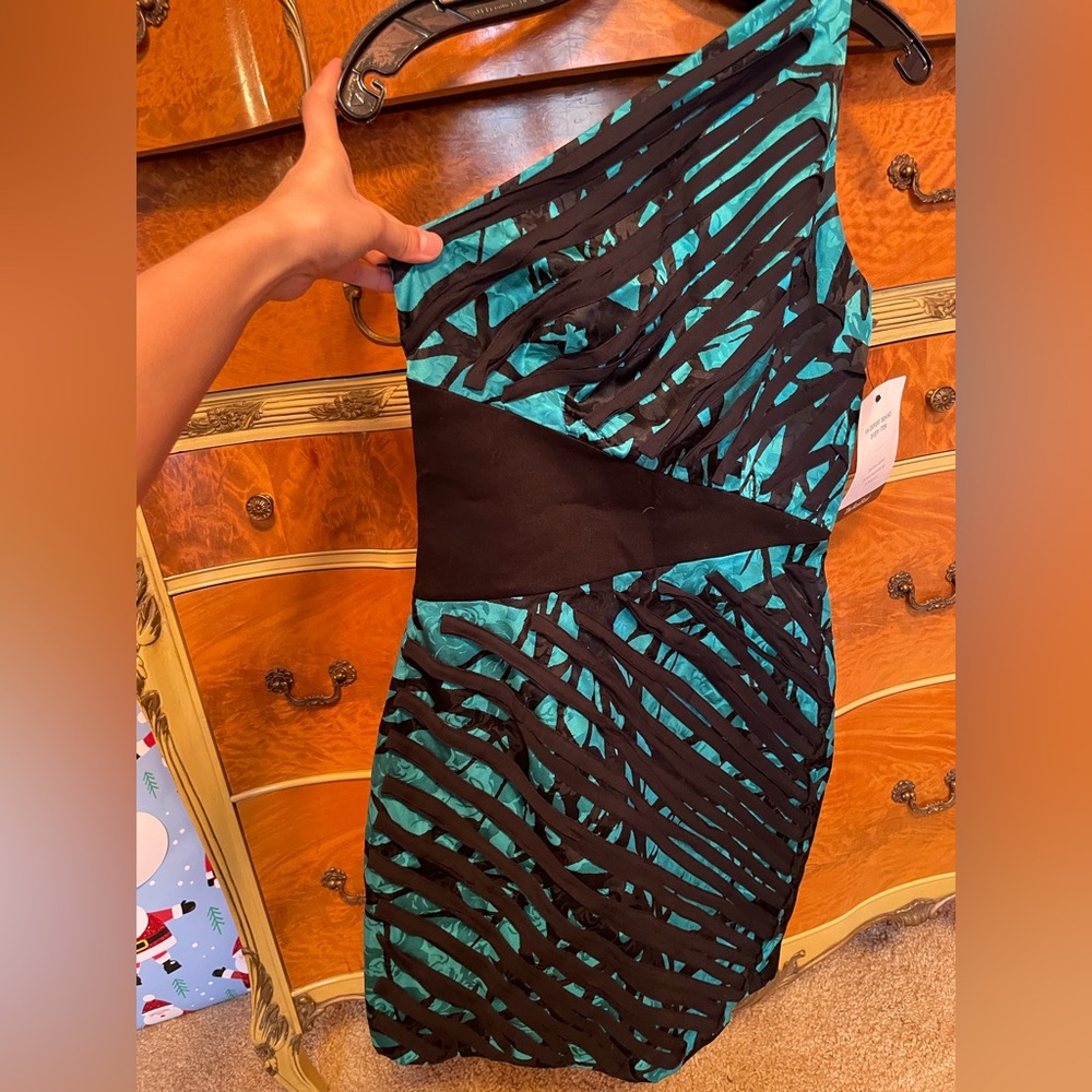 Teal and Black Striped Dress